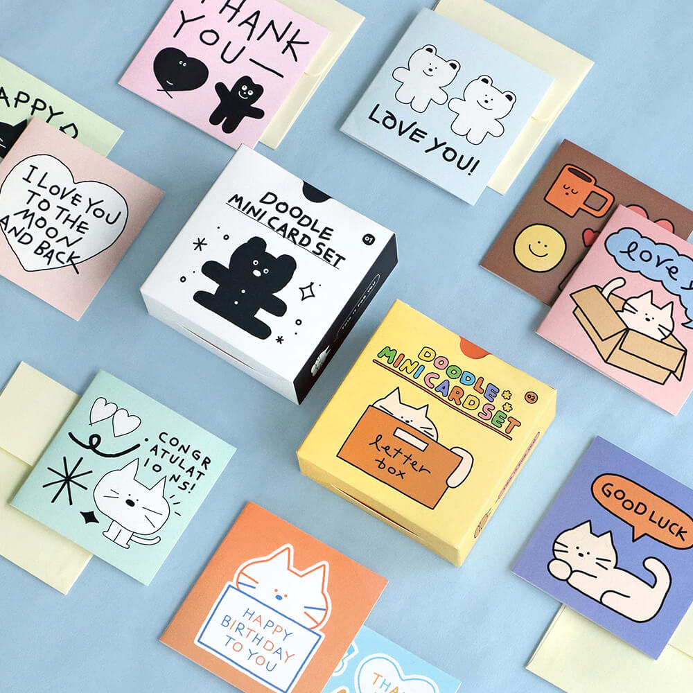 Iconic Doodle Mini Card Set: Cute Handwritten Cards