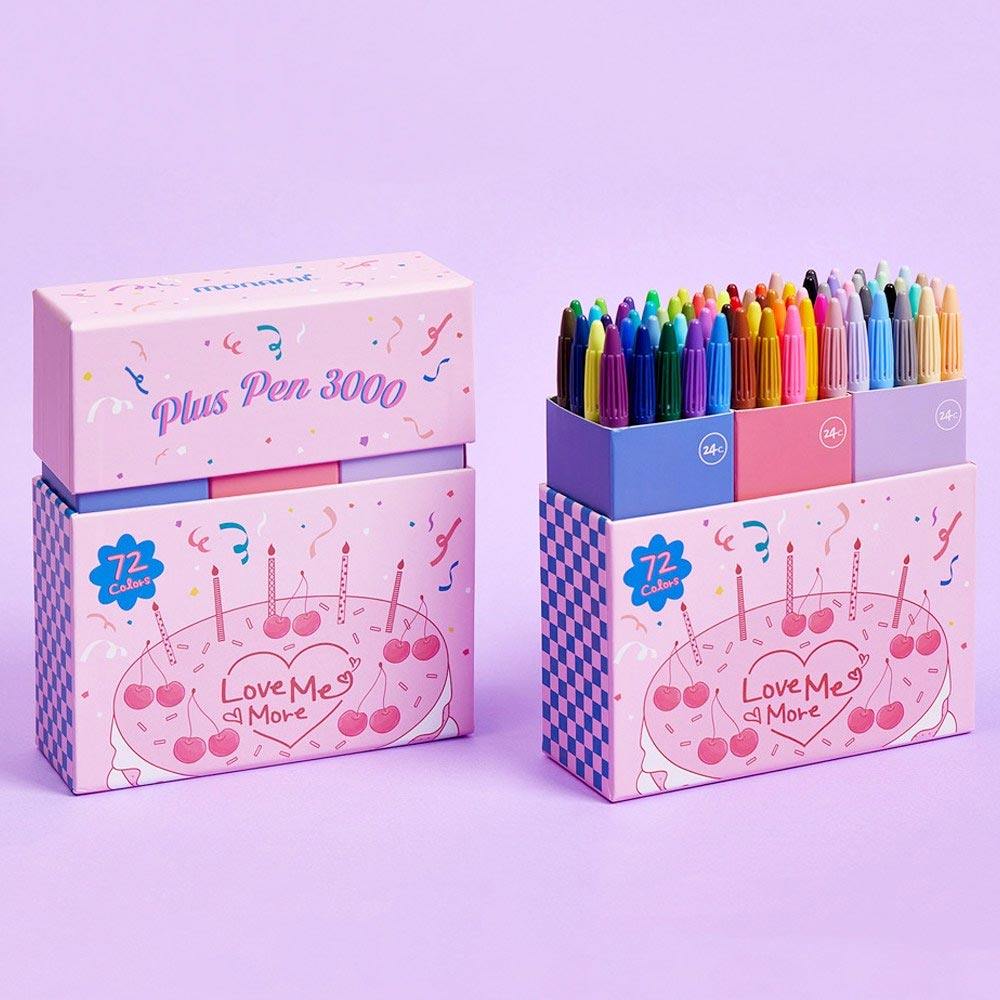 Monami Plus 3000 Water-Based Ink 72 Color Pen Set