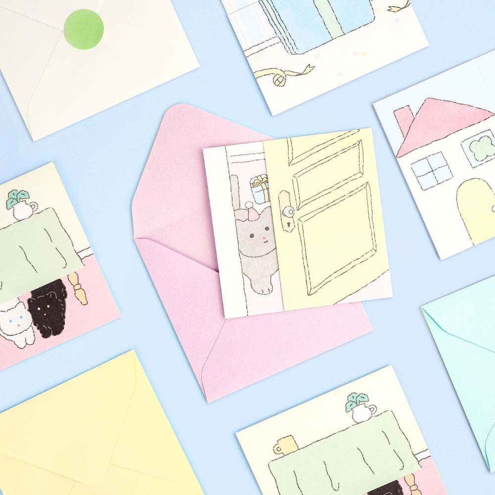 Peek Out Cat Message Card And Envelope Set