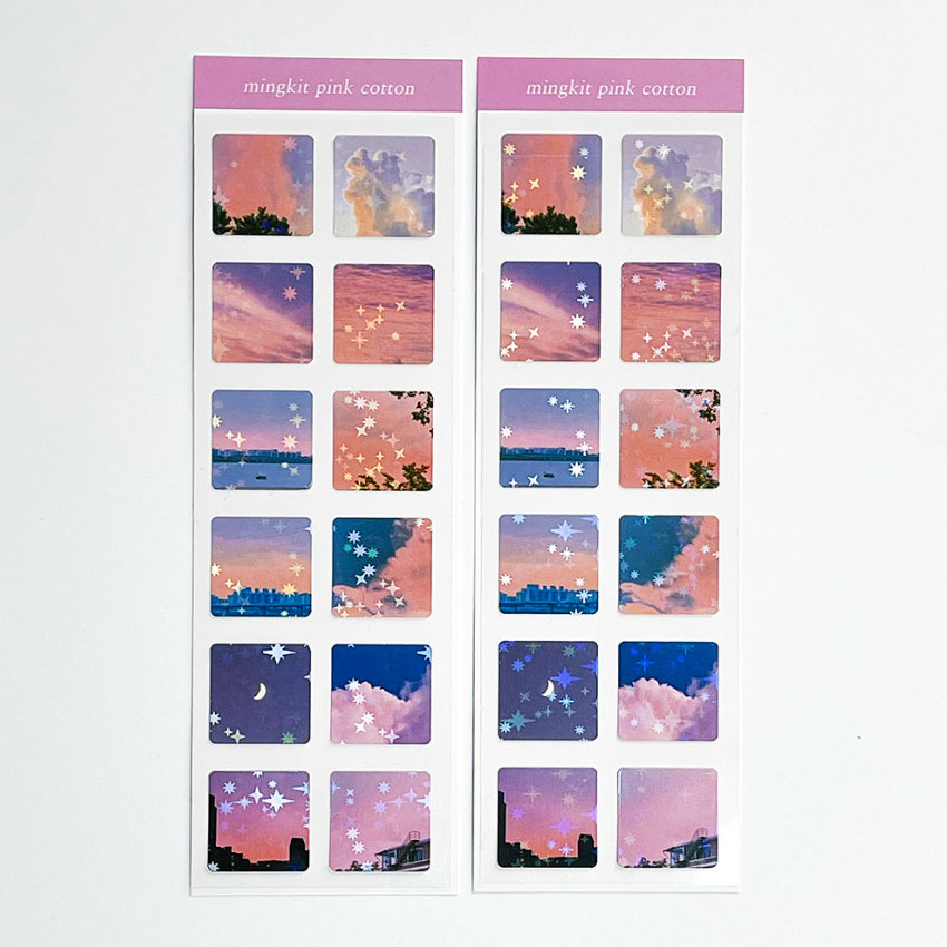 Pink Cotton Squared Star Glitter Sticker
