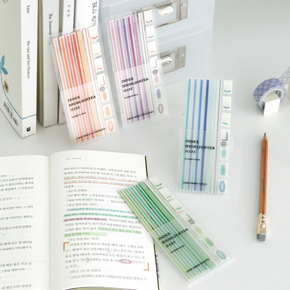 Mark Sticky Index Long Highlighter Note Set