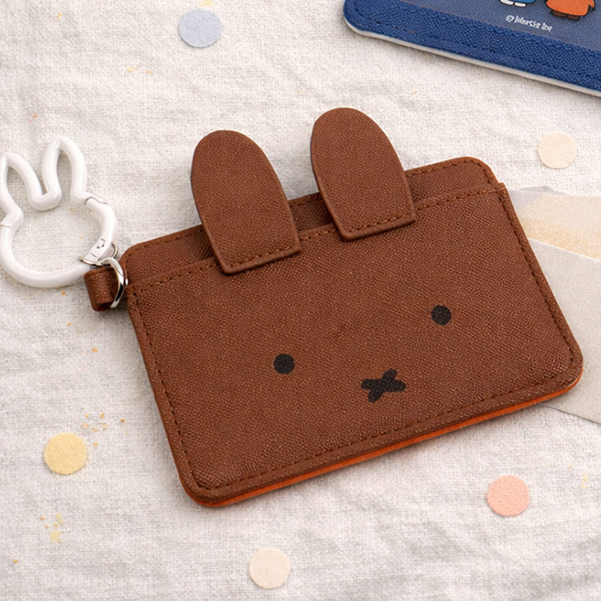 Miffy Brown Card Holder with Bunny Carabiner | ID Case