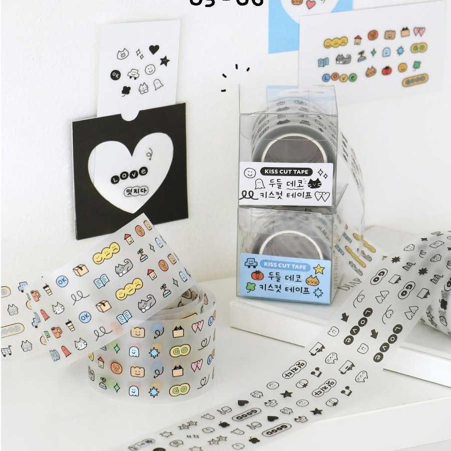 Doodle Kiss Cut Deco Sticker Tape Roll