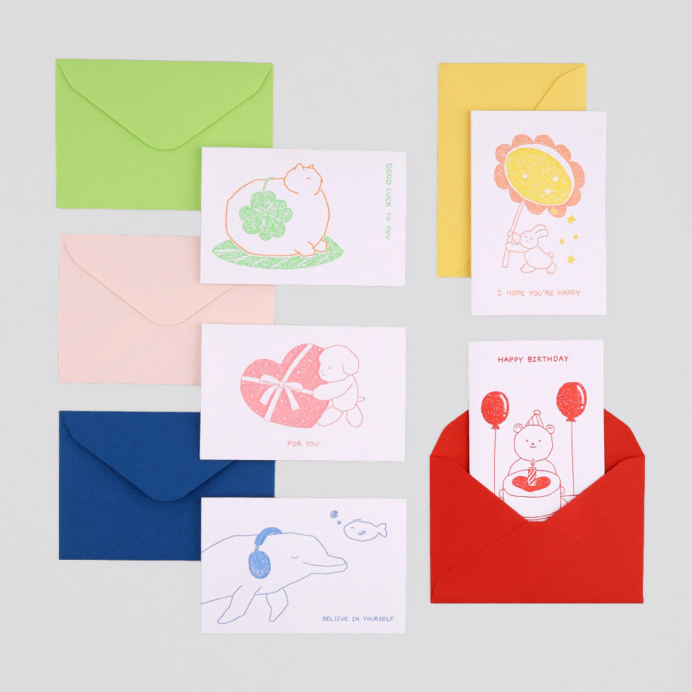 Cute Letterpress Animal Mini Greeting Card With Envelope