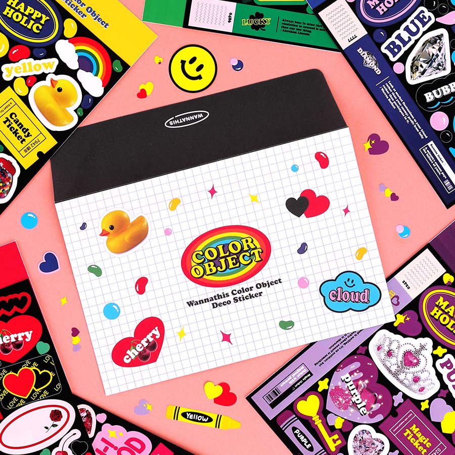 Color Object Removable Decorative Sticker Pack