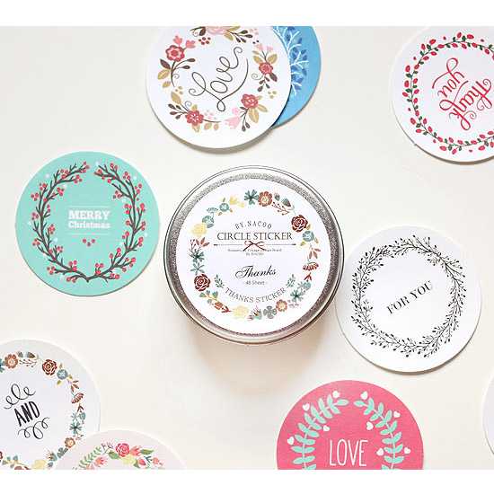 Nacoo Thanks circle sticker set with tin case