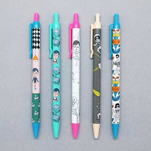 Oohlala Funny illustration black ballpoint pen 0.38mm ver.2