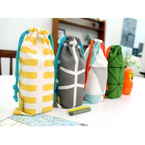 PlanD Pattern fabric drawstring small pouch