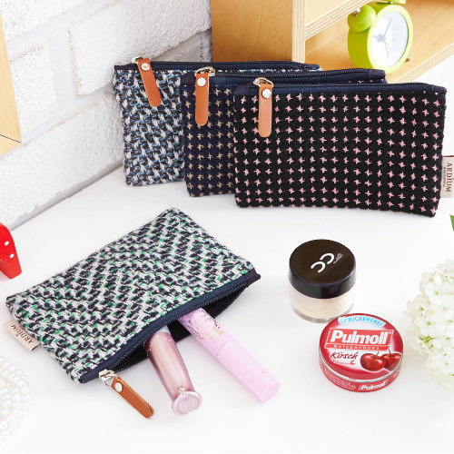 Ardium Wool pattern flat zipper small pouch