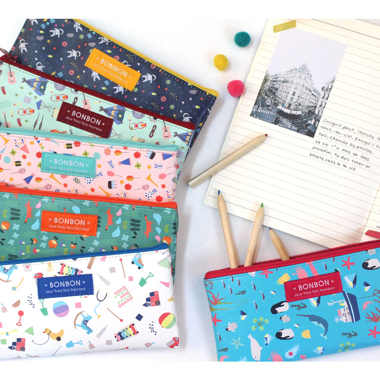Wanna This Bon Bon pattern zipper pencil case