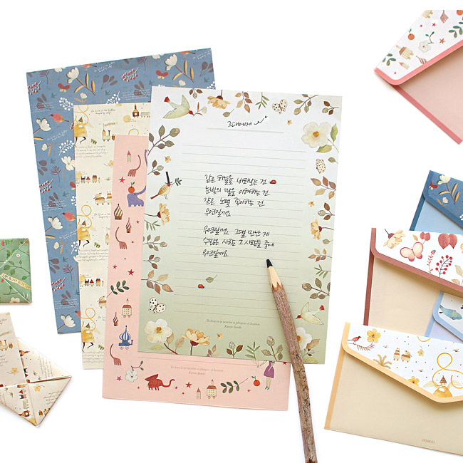 Indigo Willow story pattern letter paper and envelope set