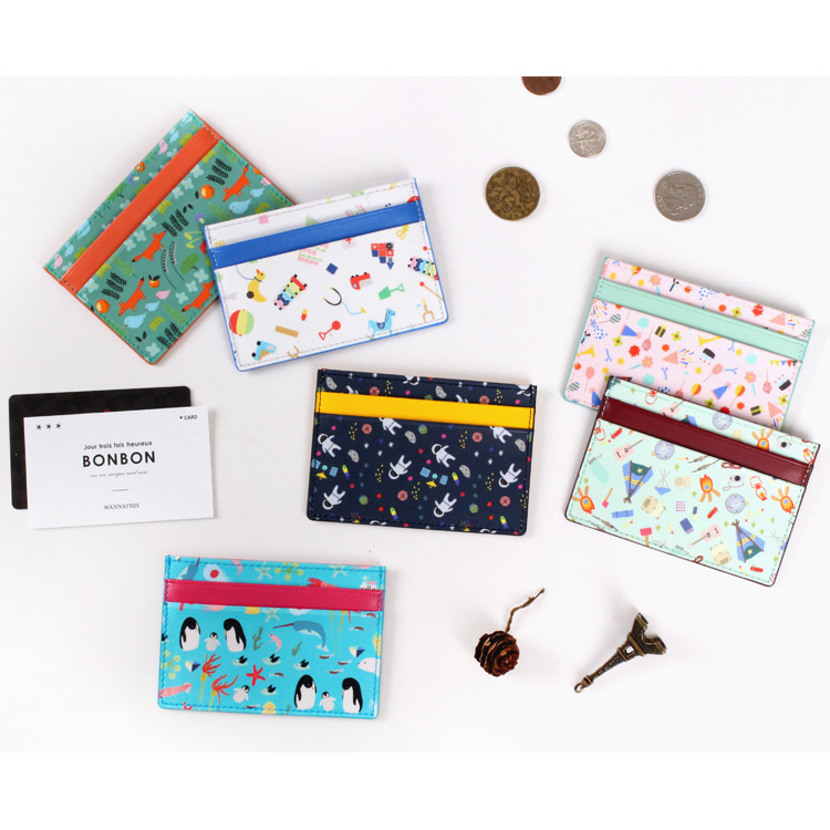 Wanna This Bon Bon pattern flat card case holder