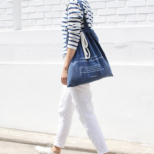 Seeso Marine blue bucket eco drawstring tote bag