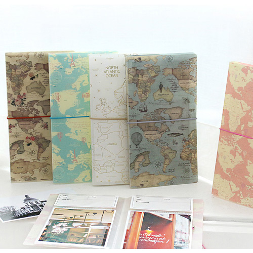 Indigo World map pattern instax mini and 4X6 slip in photo album