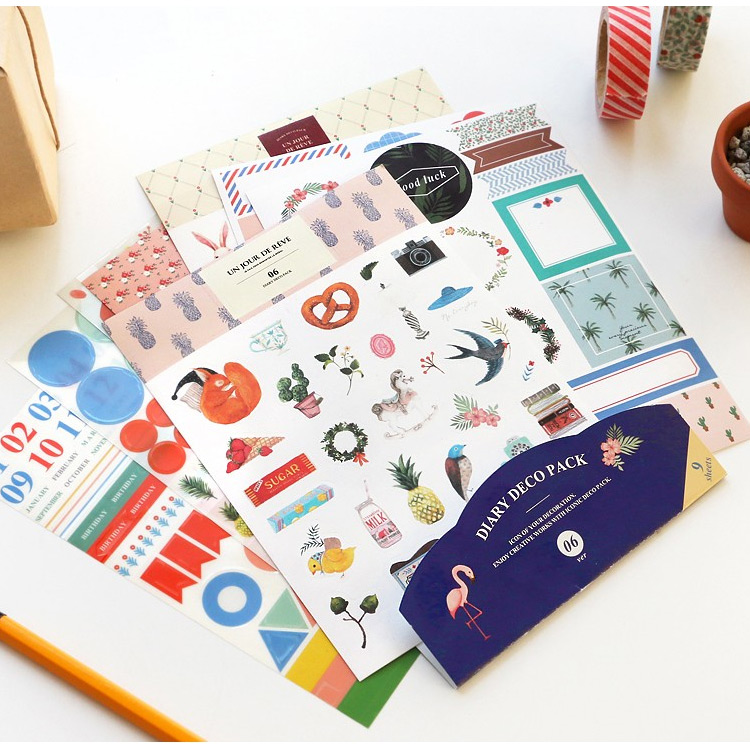 Iconic Diary deco sticker set 9 sheets in one set ver.6