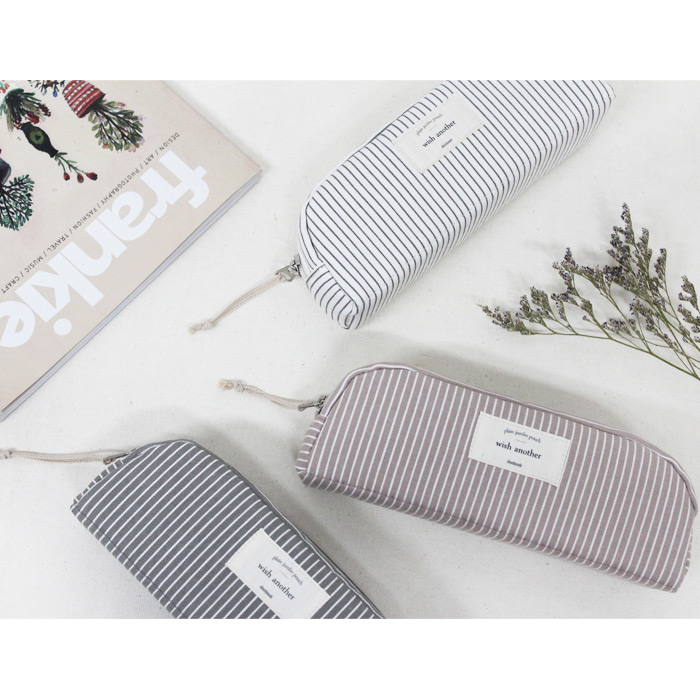 Donbook Wish blossom mind stripe pattern zipper pouch