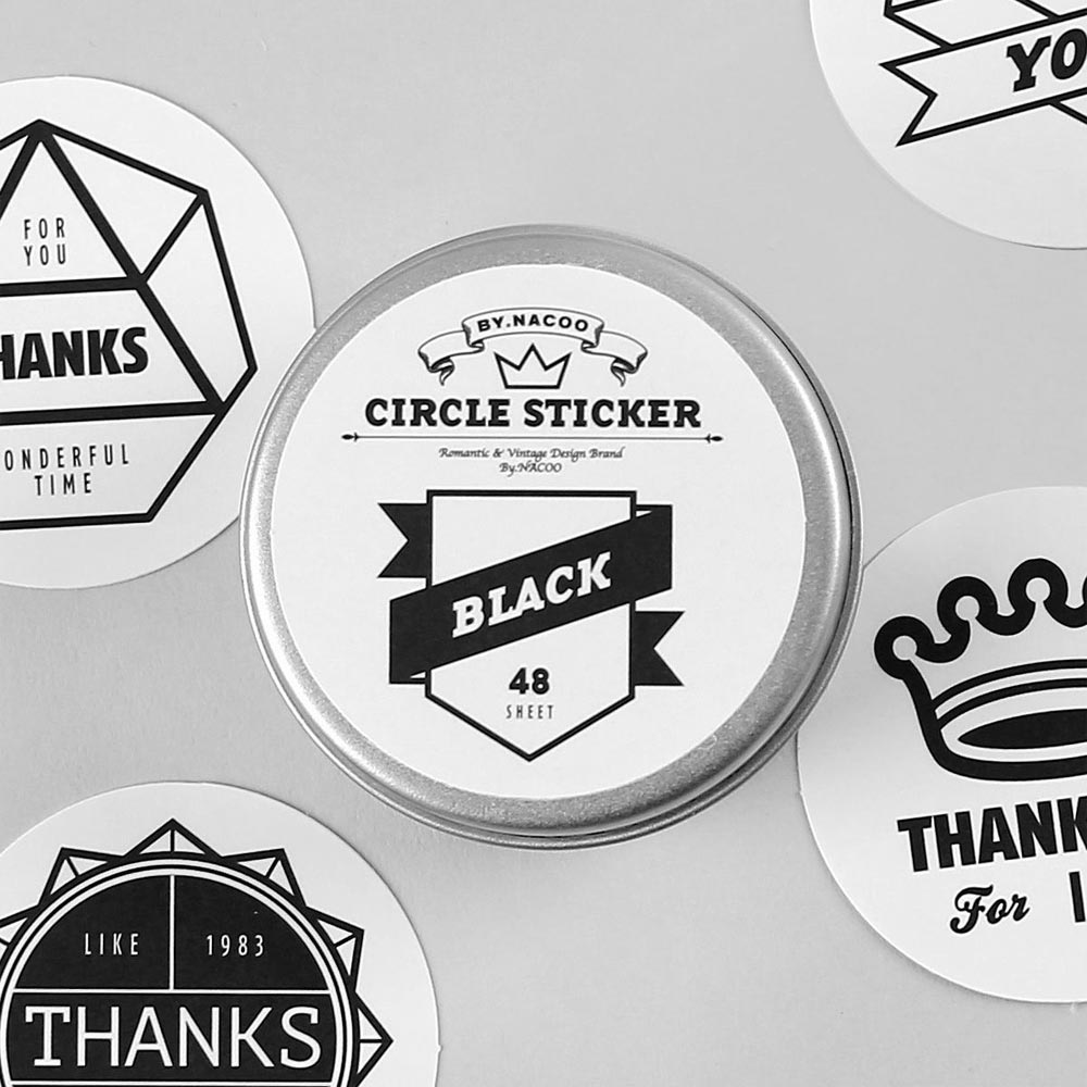 Black Circle Sticker Pack with Tin Case