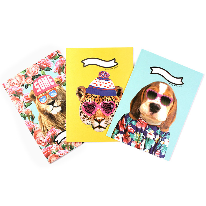 Still and Chew Fashionista animal lined notebook