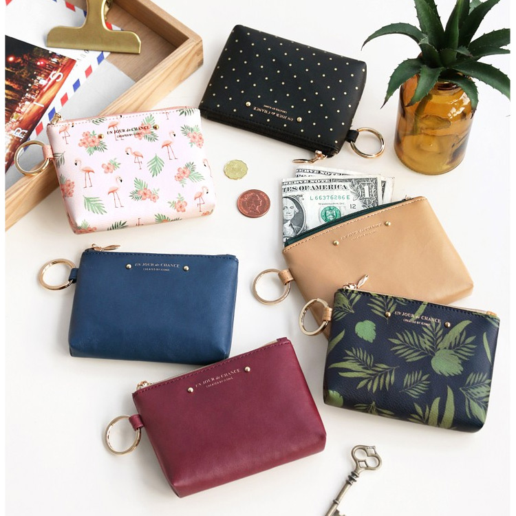 Iconic Pochette coin card zipper wallet holder with key ring