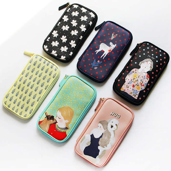 With Alice Rim zip around multi pocket pencil pouch