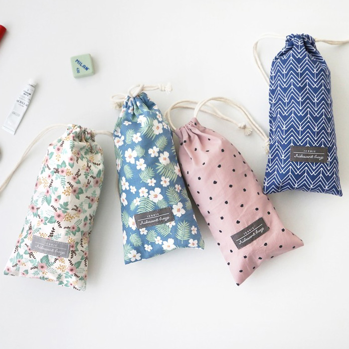 Iconic Comely cotton long drawstring pouch