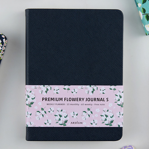 Ardium Premium flower pattern navy weekly undated small journal