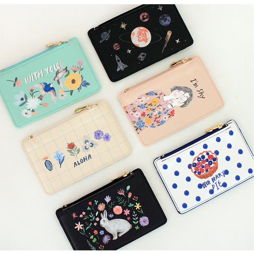 With Alice Rim zipper flat card case holder