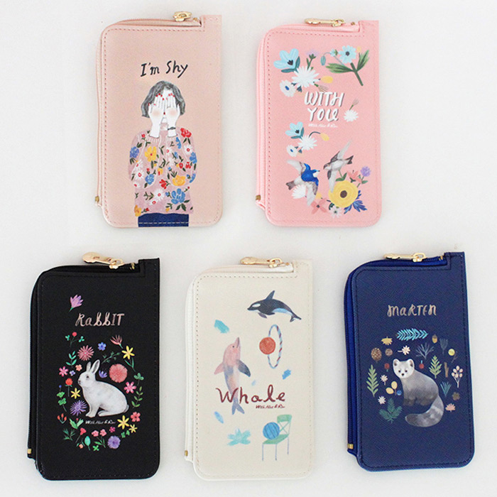 With Alice Rim pattern coner zipper card case