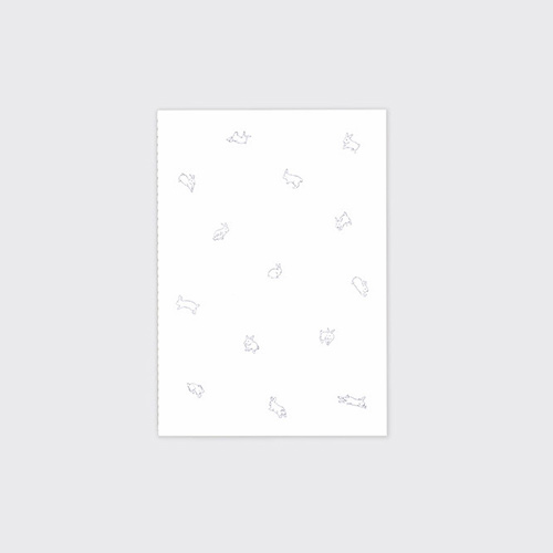 Jumping bunny sewn bound white lined notebook