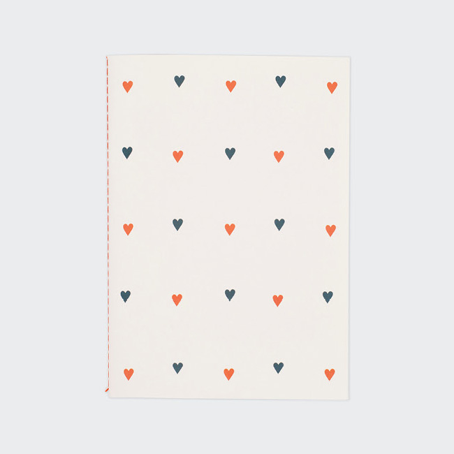 Heart pattern sewn bound A5 lined notebook