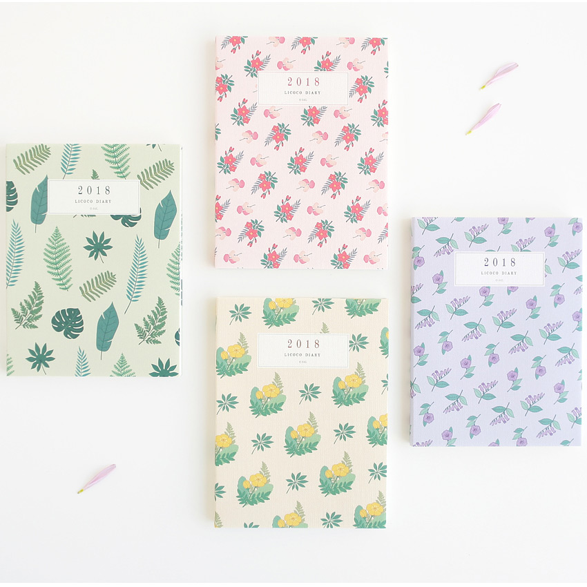 2018 Licoco flower pattern small dated weekly diary scheduler