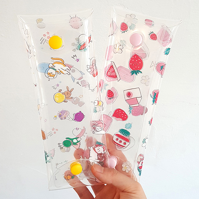 Buri universe strawberry clear folding pencil case