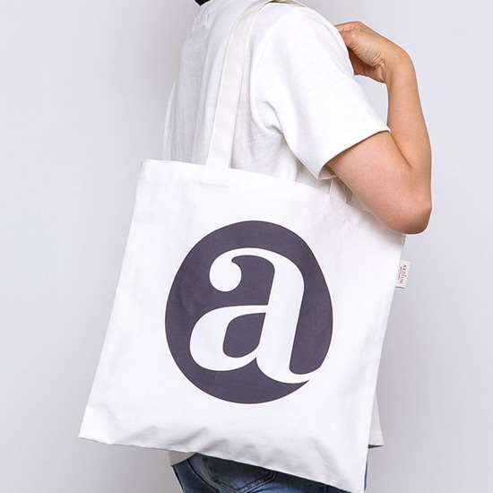 Initialed Letter Patch Cotton Canvas Tote Bag