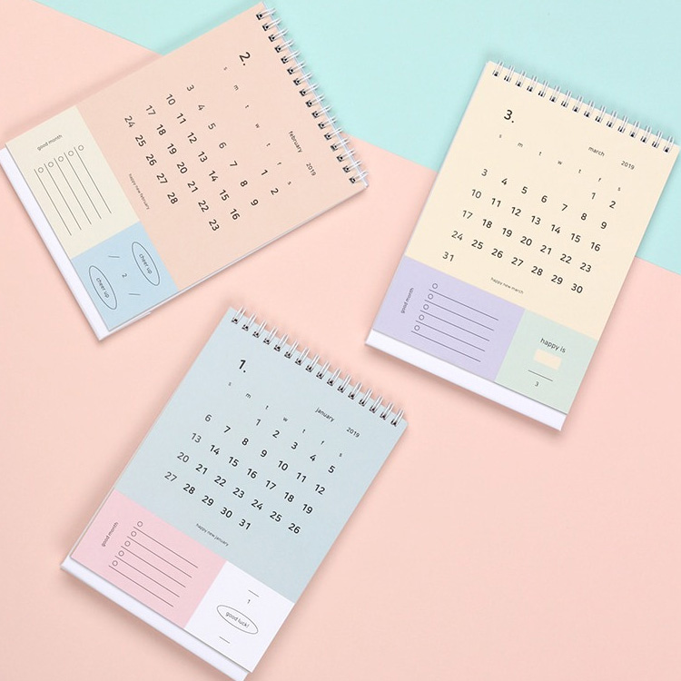 2019 Happy spiral bound color desk calendar