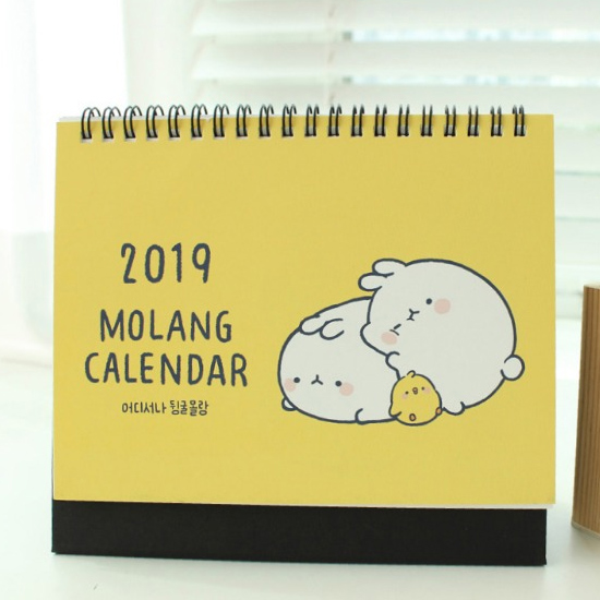 2019 Molang spiral bound standing desk calendar