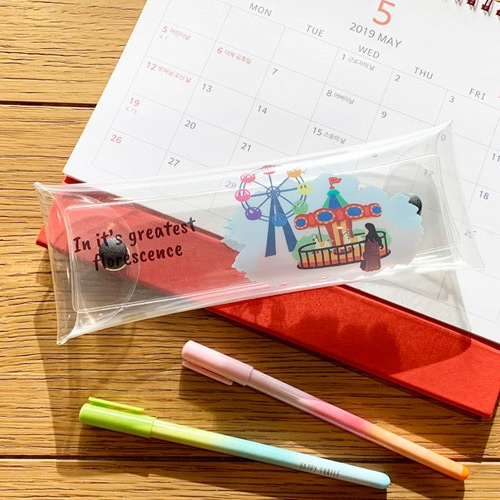 Florescence PVC clear folding pencil case