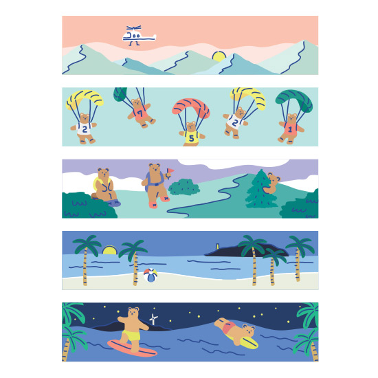 Bear's day masking seal paper deco sticker 4 sheets set Bear's day masking seal paper deco sticker 4 sheets set