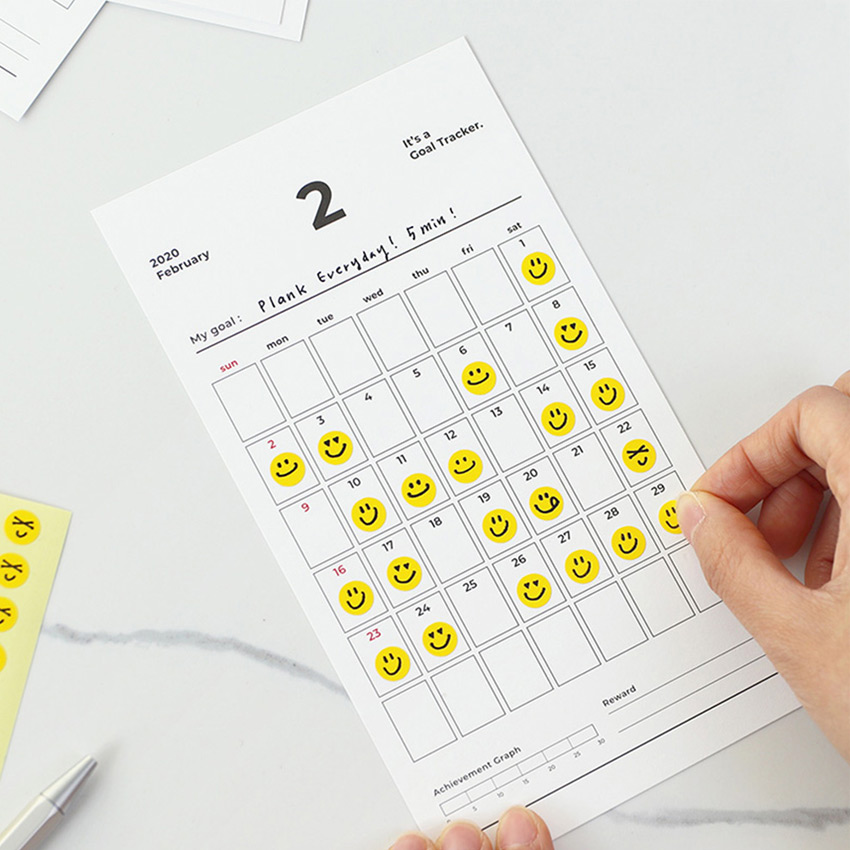PAPERIAN 2020 Goal tracker checklist calendar sheets