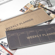 2young Wirebound kraft long dateless weekly desk planner