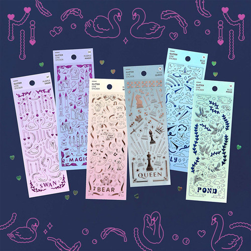 Iconic Glitter Line Twinkle Slim Sticker Pack - fallindesign