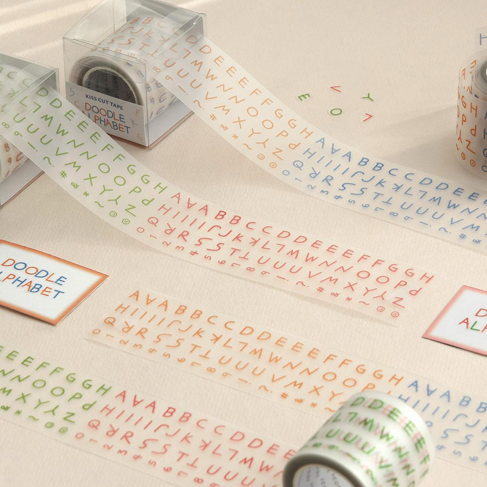 Doodle Kiss Cut Alphabet Sticker Tape Roll