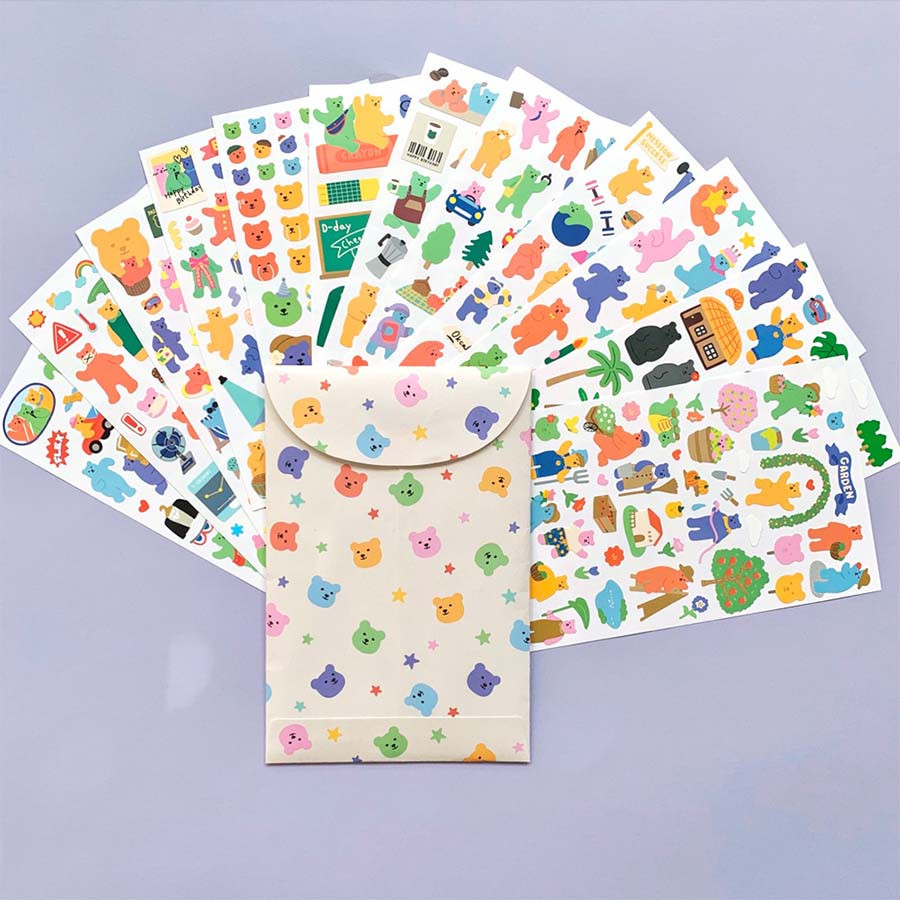 Jelly Bear Removable Sticker Pack of 12 Sheets