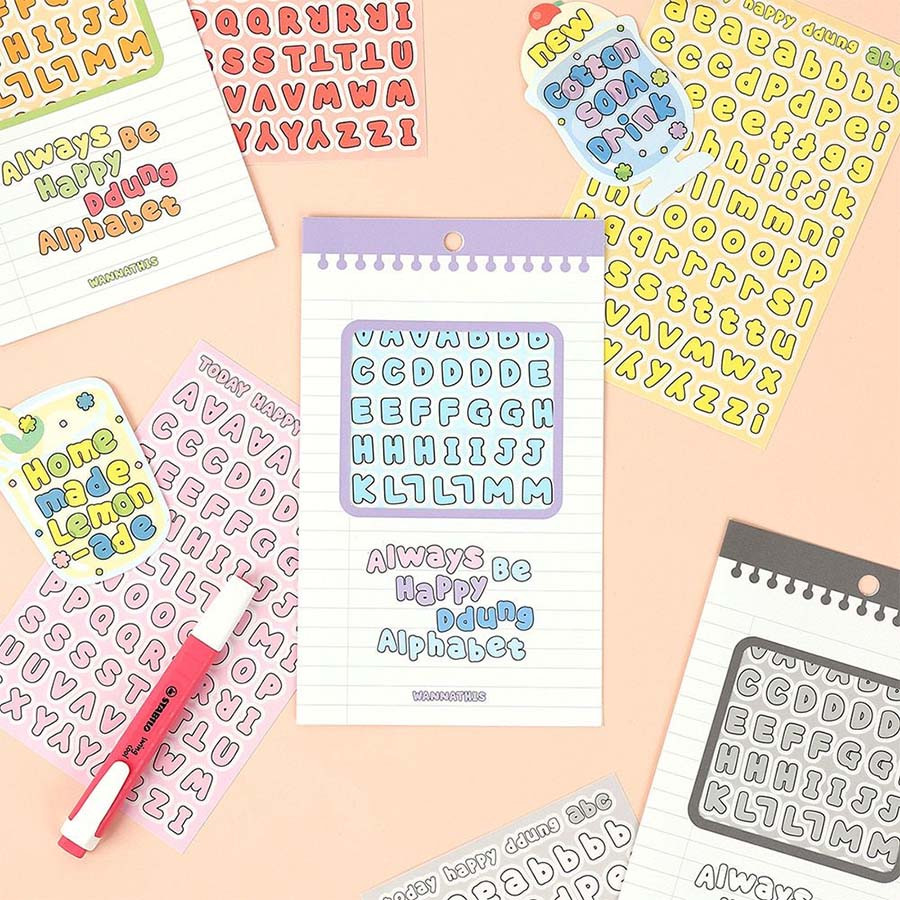 Ddung Phabet Transparent Line Alphabet Sticker Set