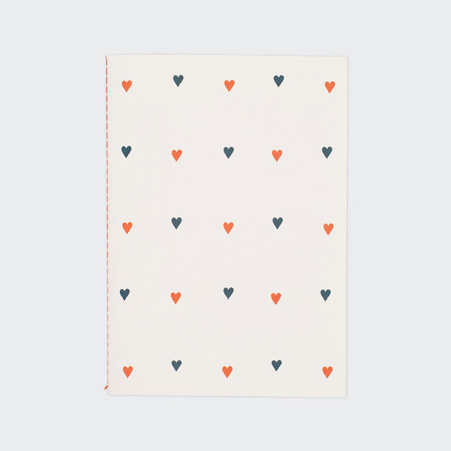 Heart pattern sewn bound A5 lined notebook