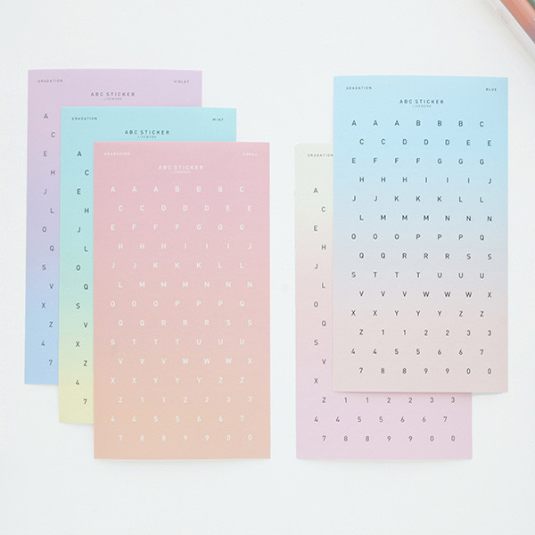 Gradation Alphabet Deco Paper Stickers