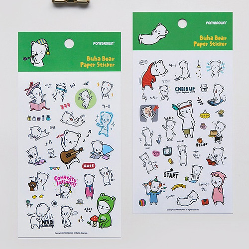 PONYBROWN Buhabear cute illustration paper sticker - Fallindesign