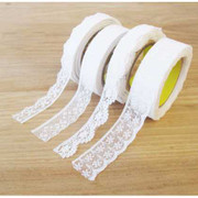 Adhesive deco lace fabric cotton roll tape - white