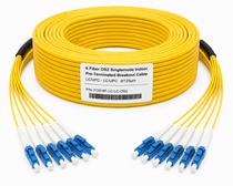 6 Fiber 9/125 OS2 Singlemode Indoor Multifiber Pre-Terminated Breakout Cable LC-LC 75m