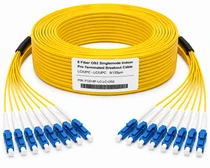 8 Fiber 9/125 OS2 Singlemode Indoor Multifiber Pre-Terminated Breakout Cable LC-LC 100m