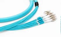 4 Fiber 50/125 OM3 Multimode Indoor Multifiber Pre-Terminated Breakout Cable LC-LC 50m